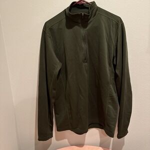 REI 1/4 Zip Top Men's Large Dark Green‎ Polyester Spandex Blend